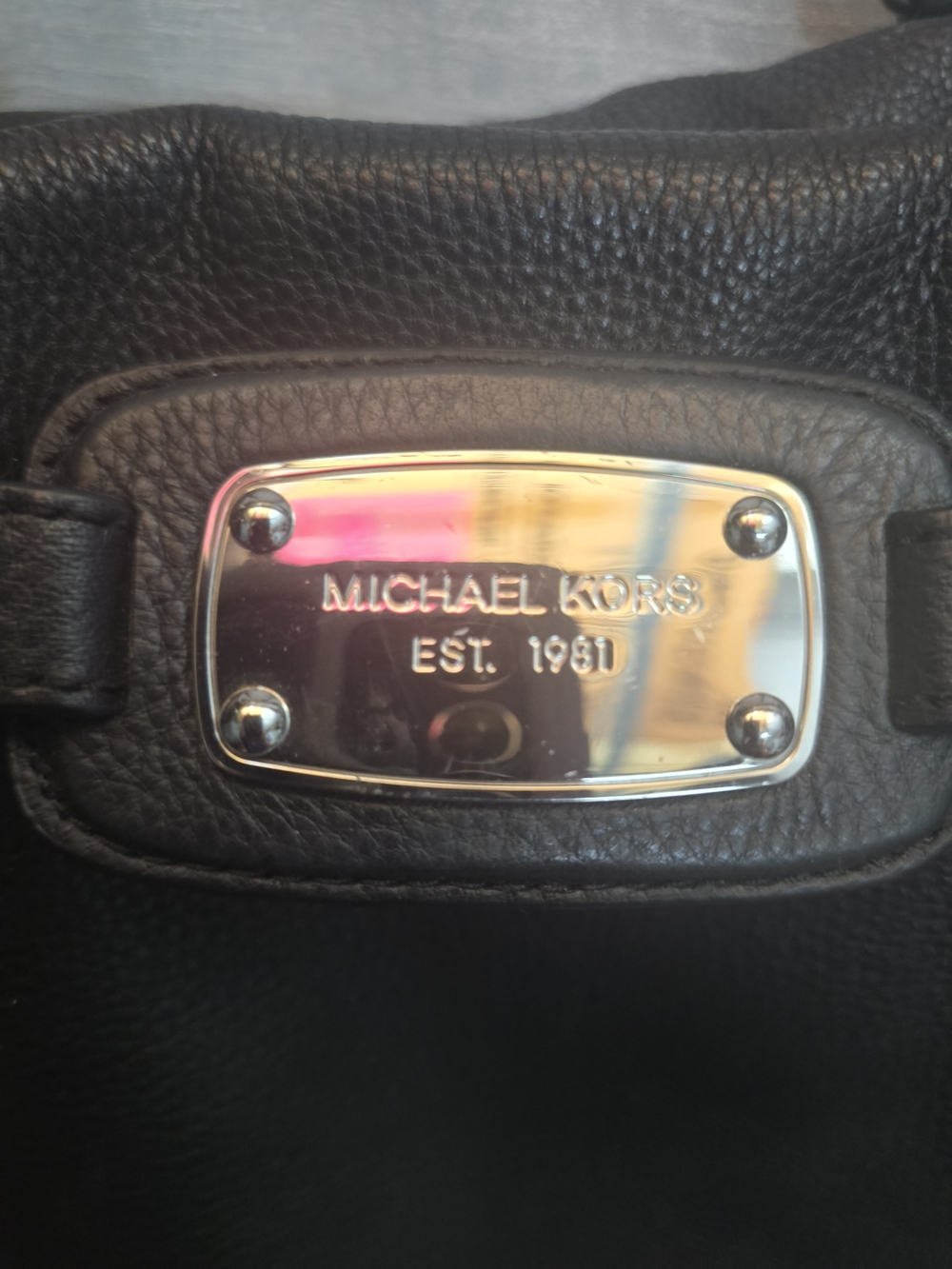 Michael Kors Black Pebbled Leather Tote with Silver Hardware - Picture 2 of 9